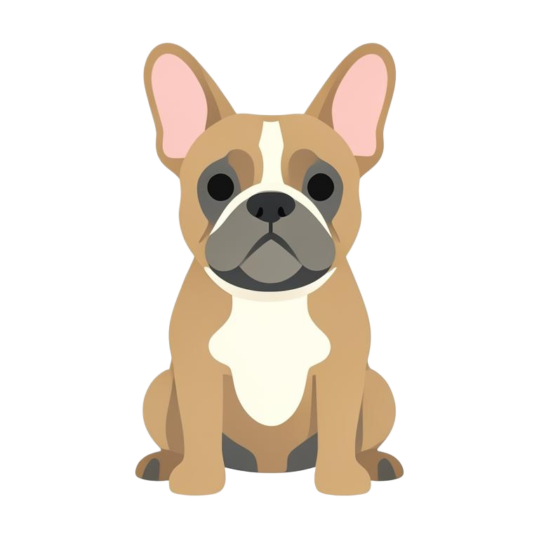 Flat-vector illustration of a French Bulldog sitting