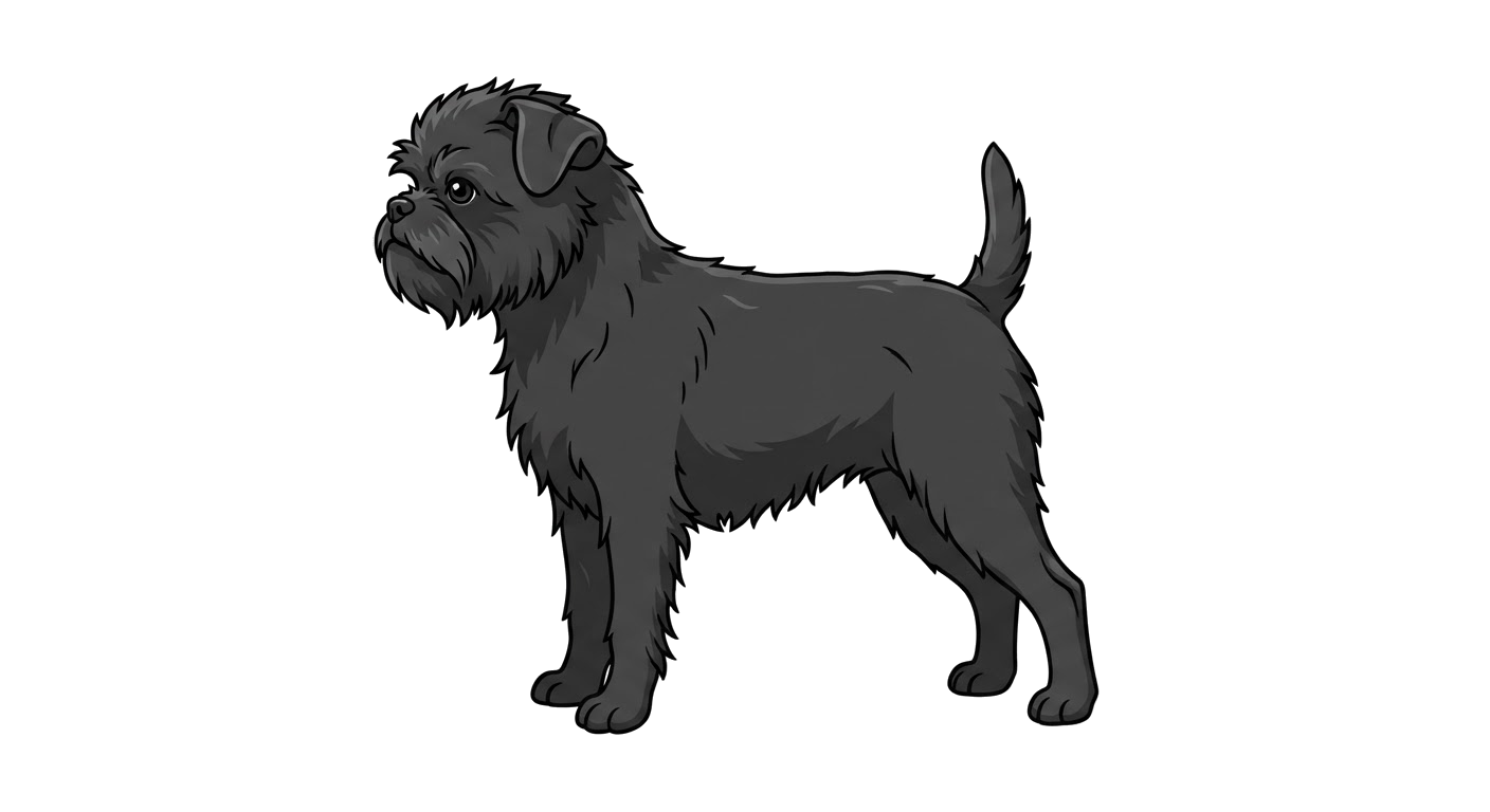 Side profile illustration of a Affenpinscher showing the points of the breed standard