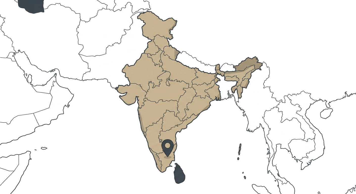 Illustrated map showing the origin of the Alangu Mastiff