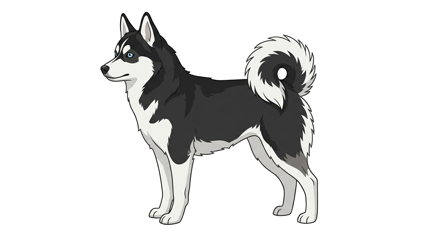 Side profile illustration of a Alaskan Klee Kai showing the points of the breed standard