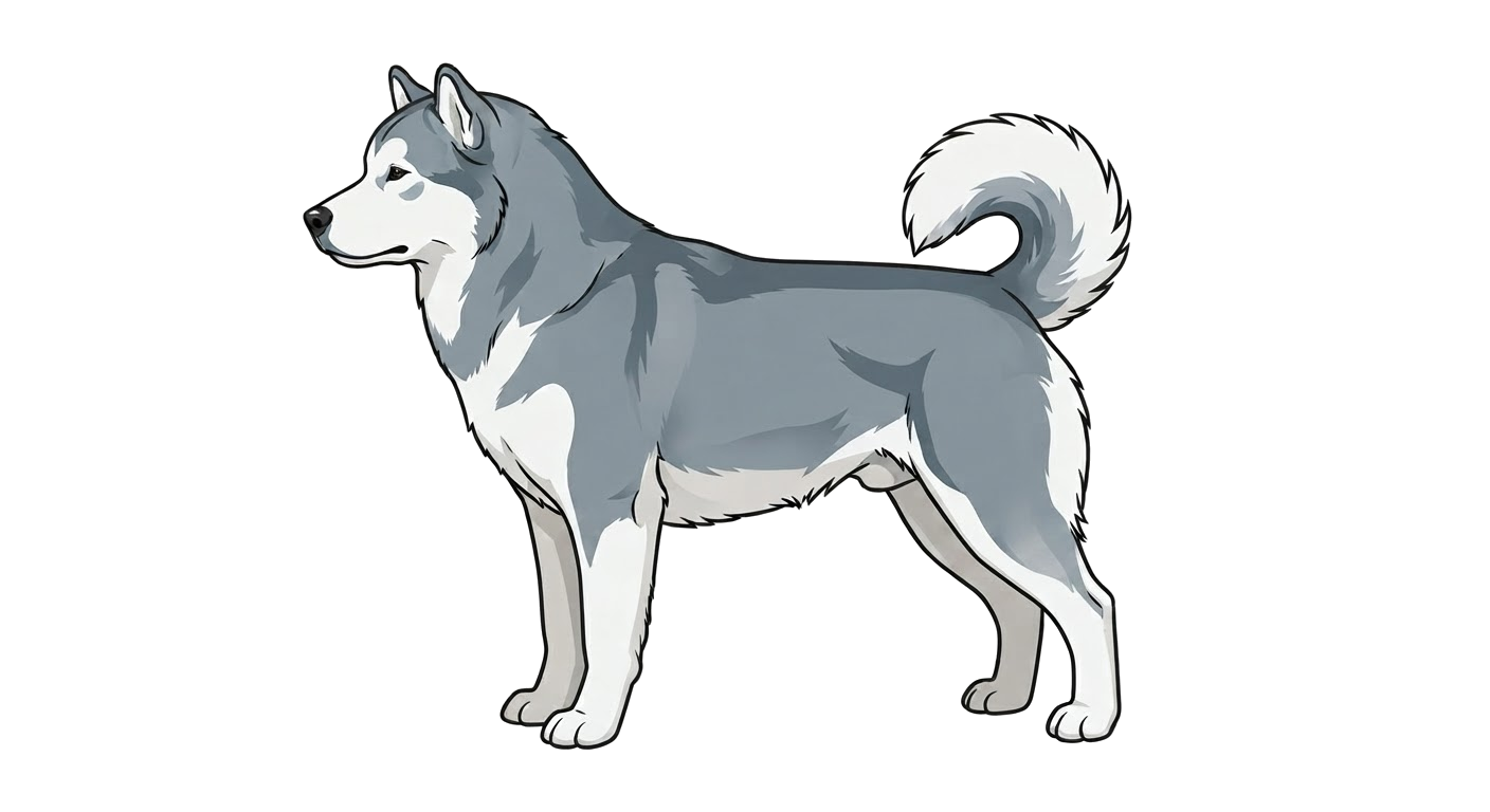 Illustration of a Grey and white coat