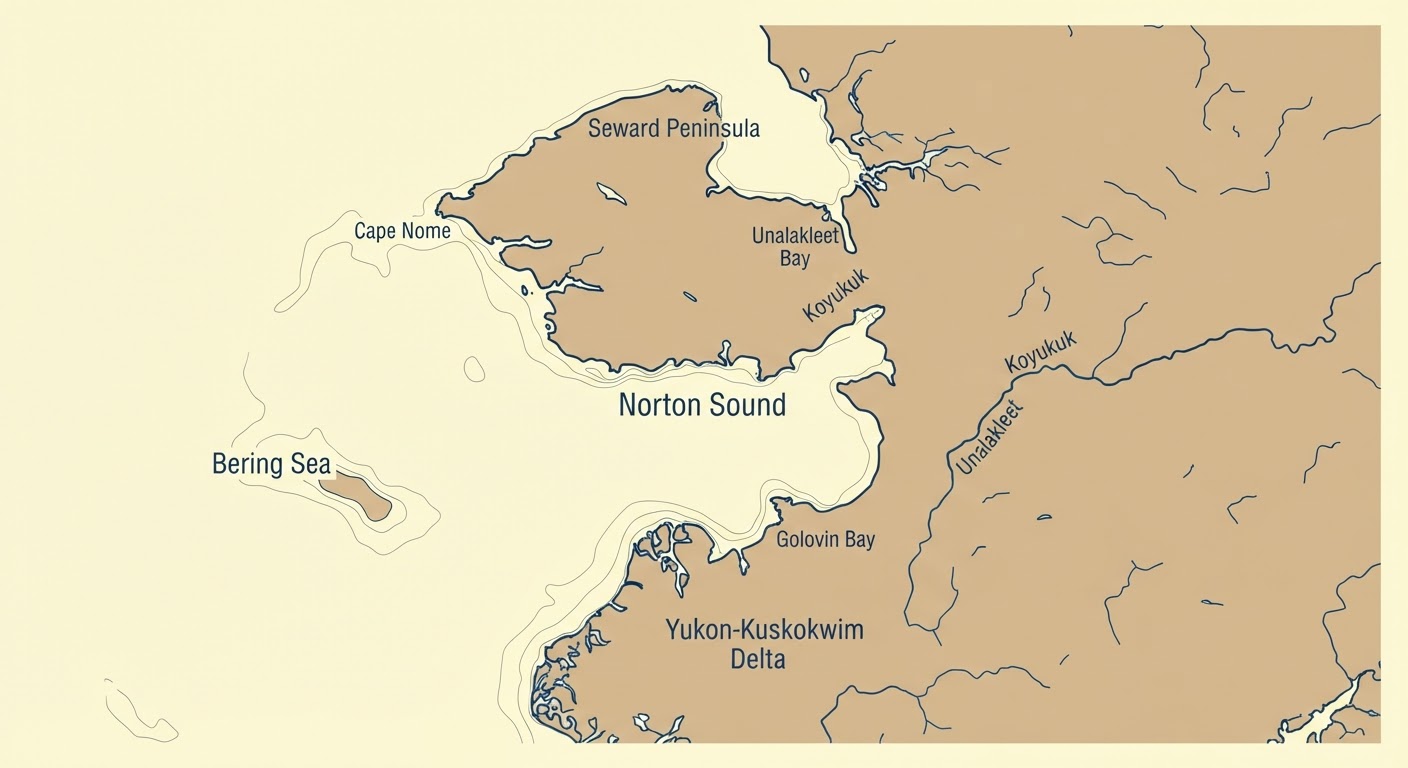 Illustrated map showing the origin of the Alaskan Malamute