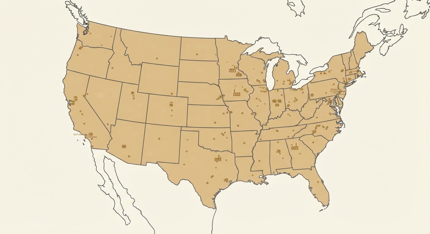 Illustrated map showing the origin of the American Akita