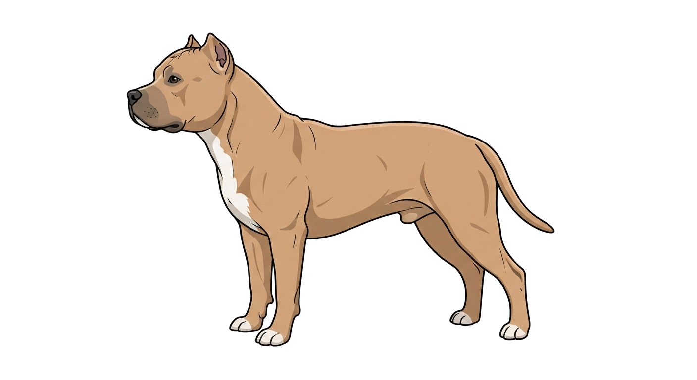 Side profile illustration of a American Bully (Classic) showing the points of the breed standard
