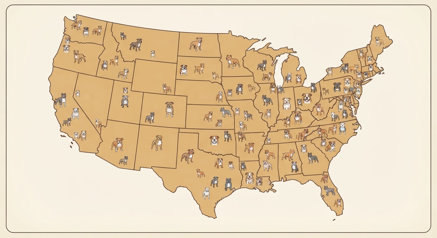 Illustrated map showing the origin of the American Bully (Pocket)