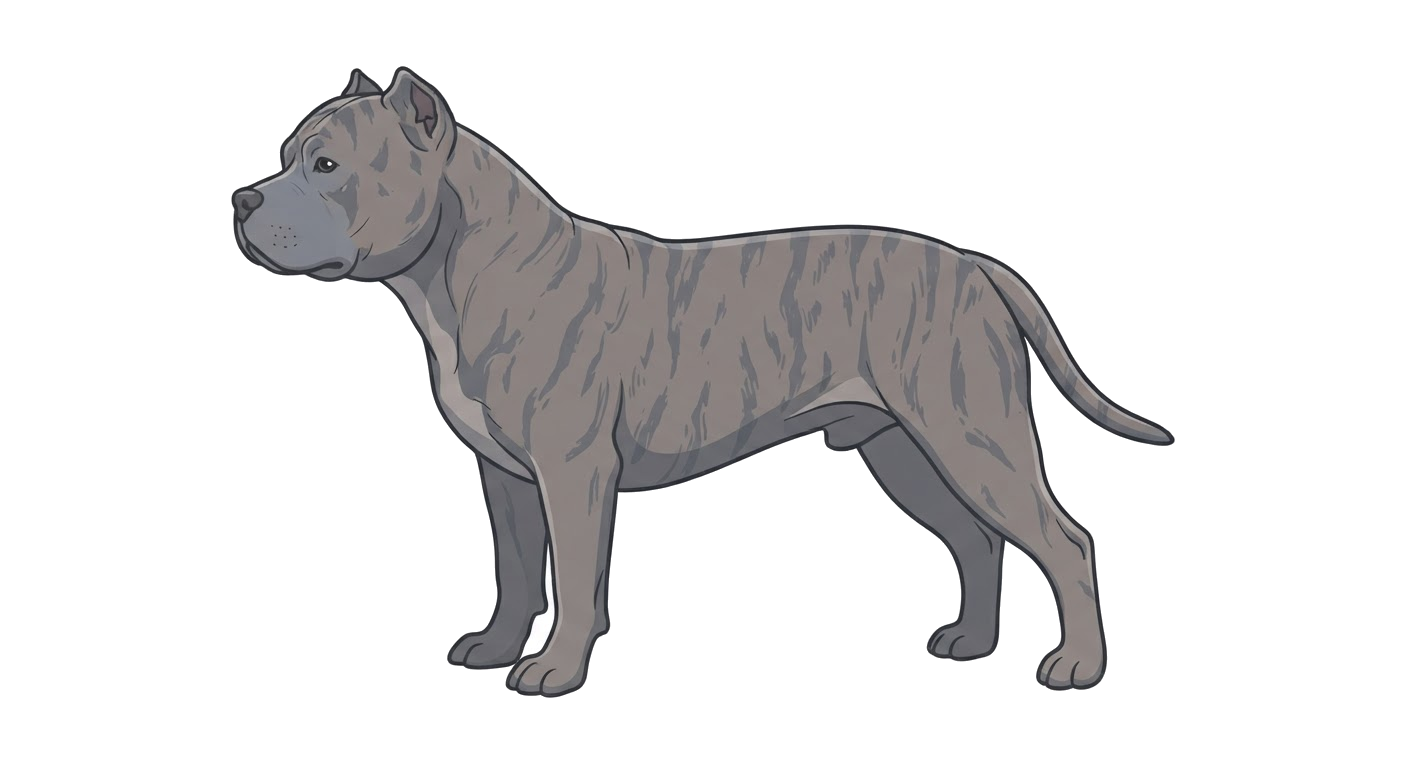 Side profile illustration of a American Bully (Standard) showing the points of the breed standard