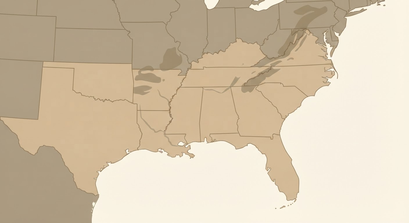 Illustrated map showing the origin of the American English Coonhound