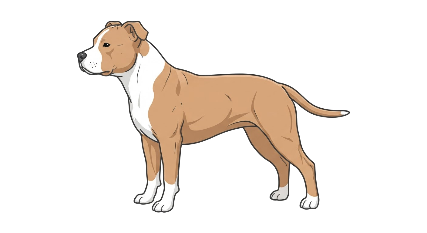 Side profile illustration of a American Staffordshire Terrier showing the points of the breed standard