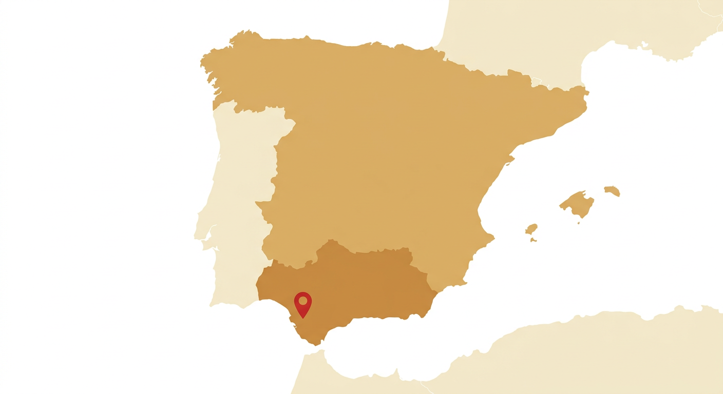 Illustrated map showing the origin of the Andalusian Terrier