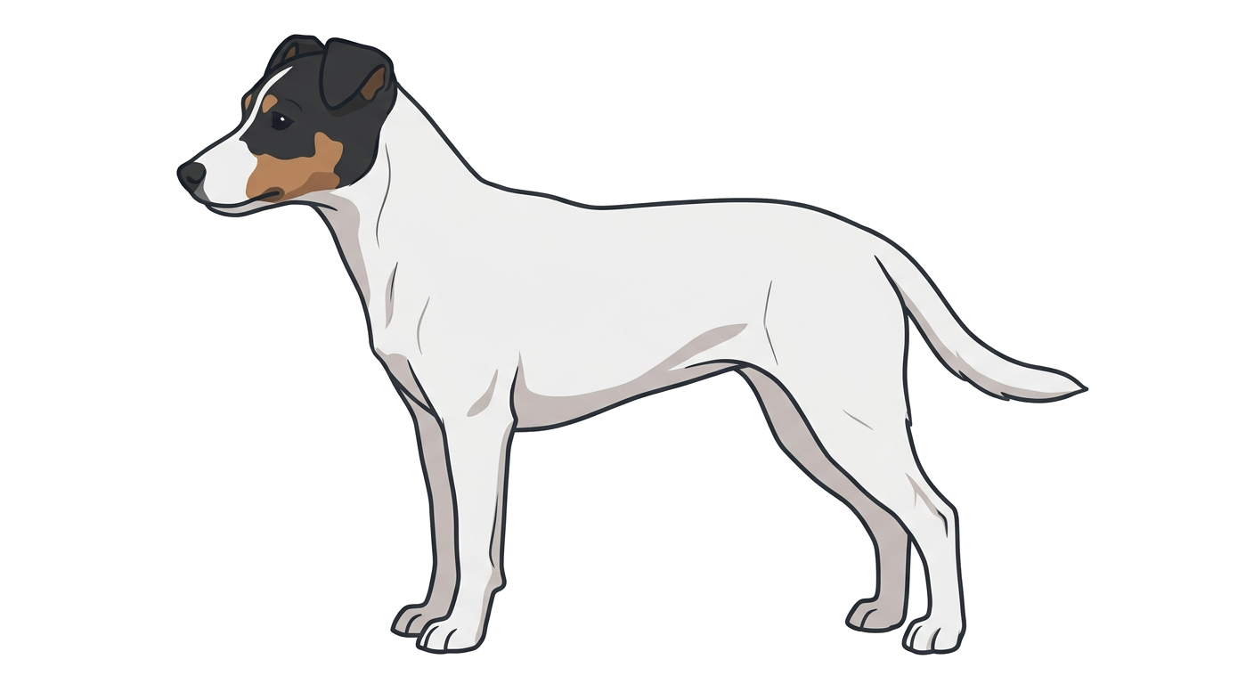 Side profile illustration of a Andalusian Terrier showing the points of the breed standard
