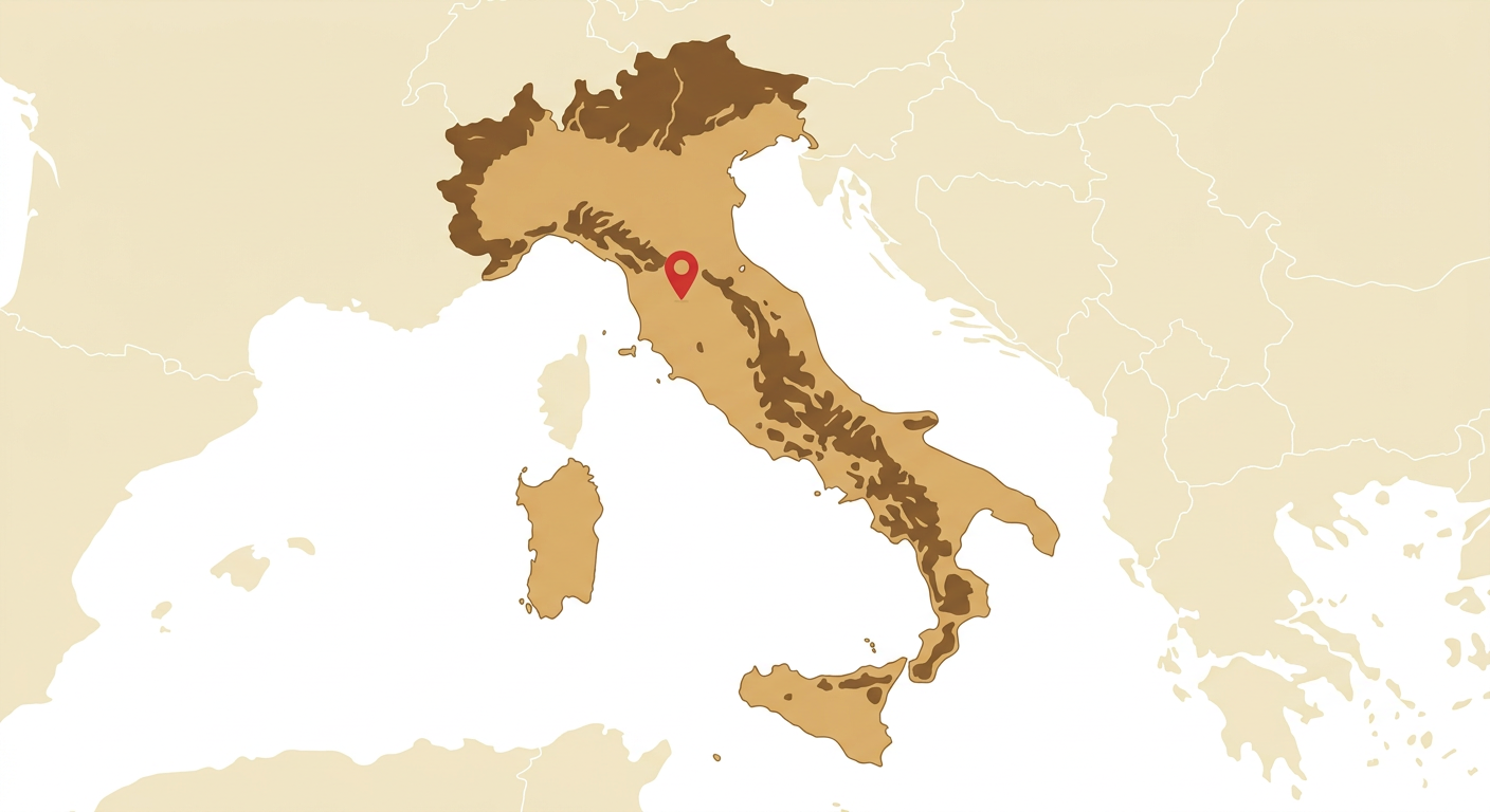 Illustrated map showing the origin of the Appennine Hound
