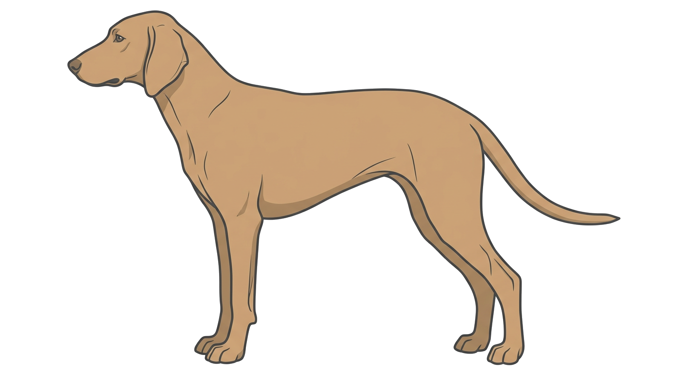 Side profile illustration of a Appennine Hound showing the points of the breed standard