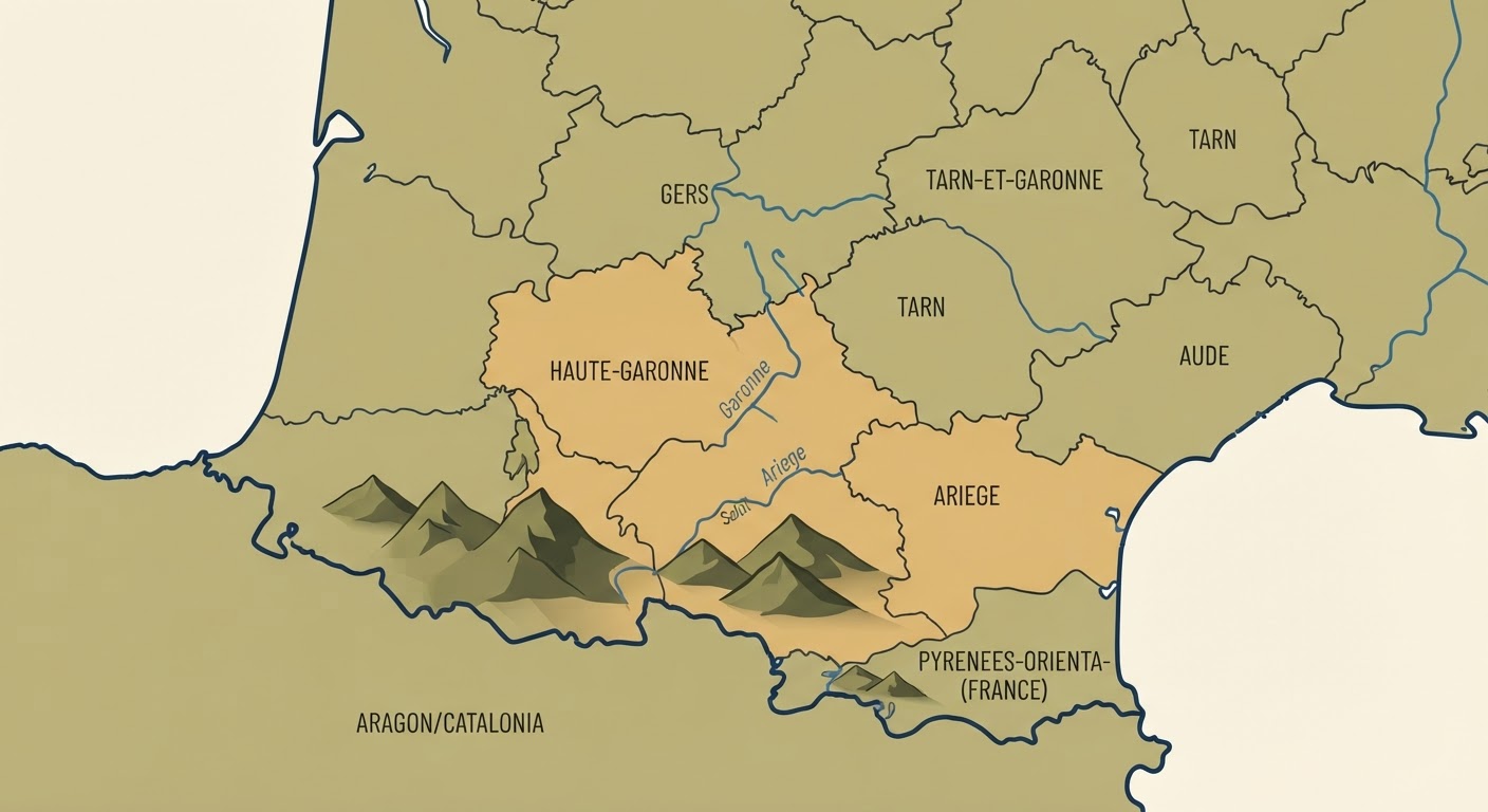 Illustrated map showing the origin of the Ariegeois
