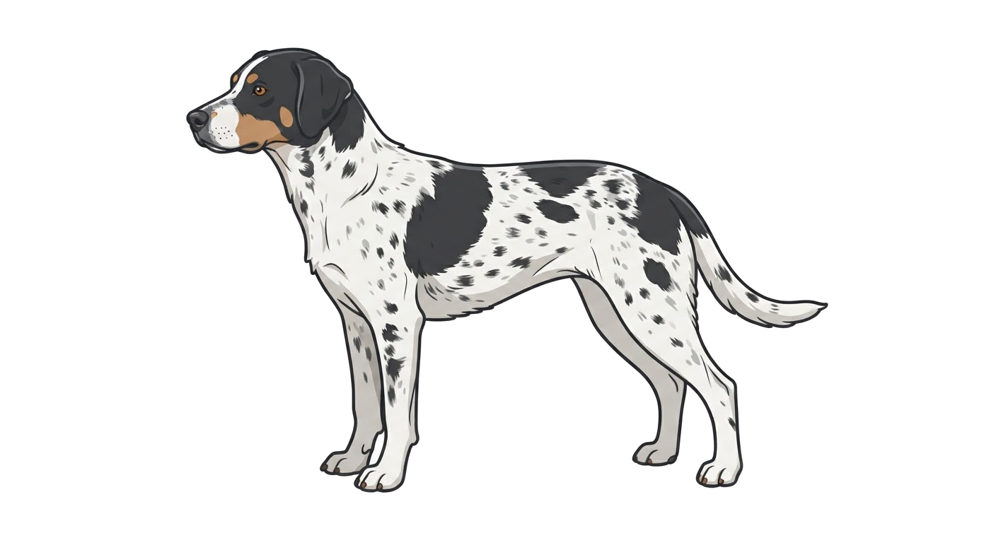 Side profile illustration of a Ariegeois showing the points of the breed standard