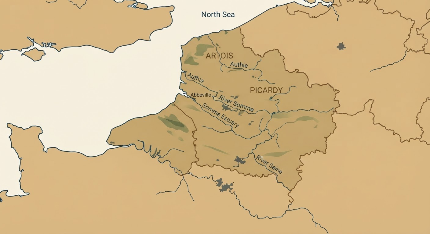 Illustrated map showing the origin of the Artois Hound