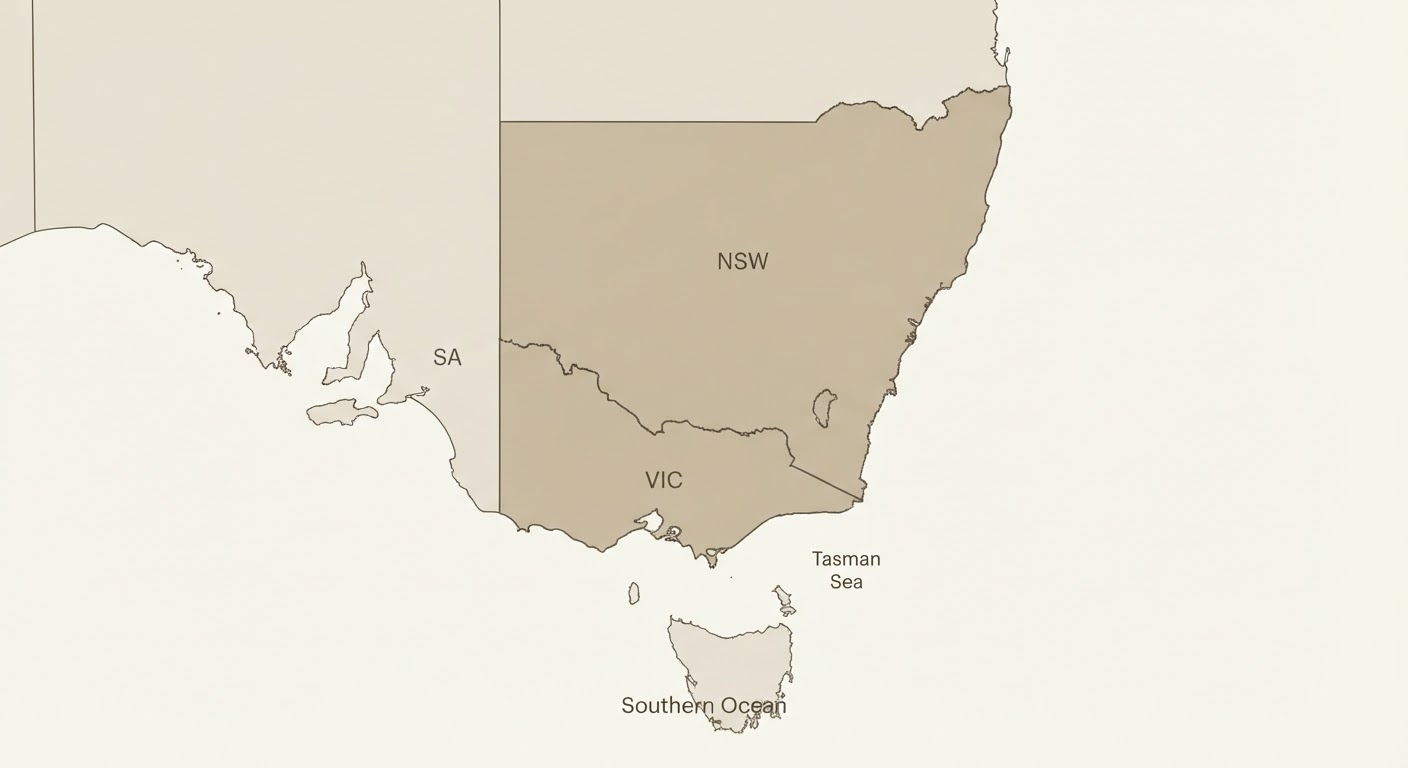 Illustrated map showing the origin of the Australian Kelpie