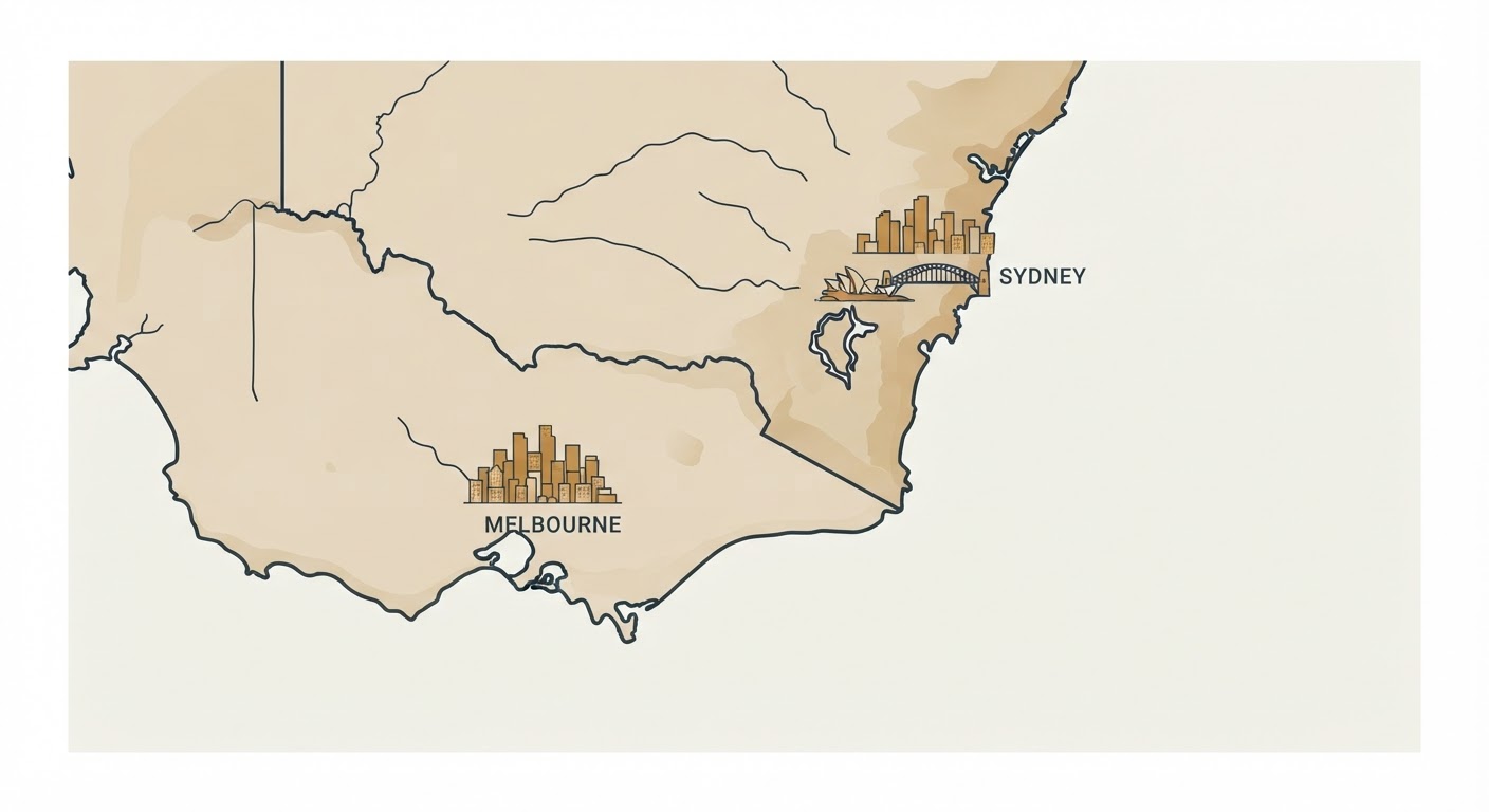 Illustrated map showing the origin of the Australian Silky Terrier