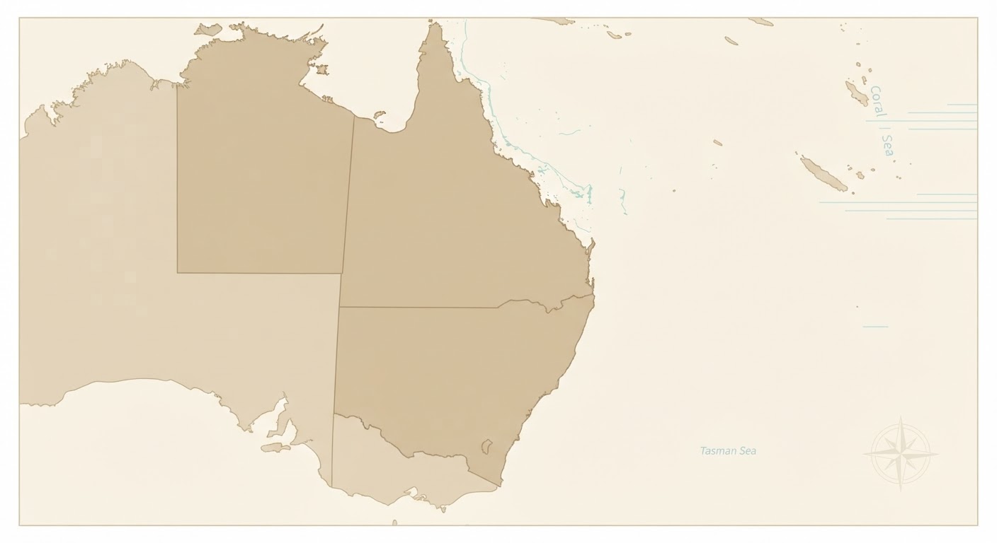 Illustrated map showing the origin of the Australian Stumpy Tail Cattle Dog