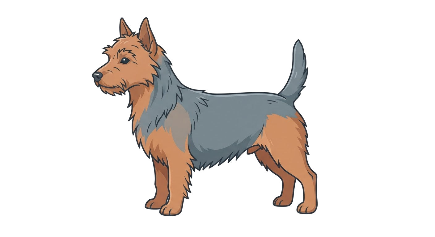 Side profile illustration of a Australian Terrier showing the points of the breed standard