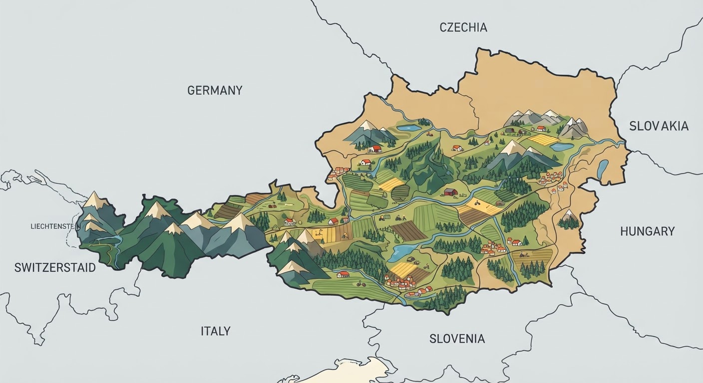 Illustrated map showing the origin of the Austrian Pinscher