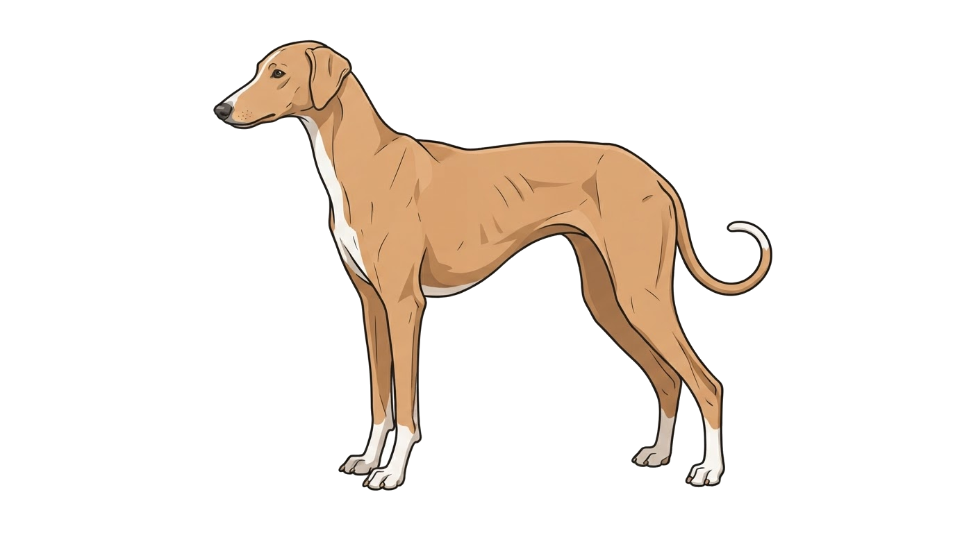 Side profile illustration of a Azawakh showing the points of the breed standard