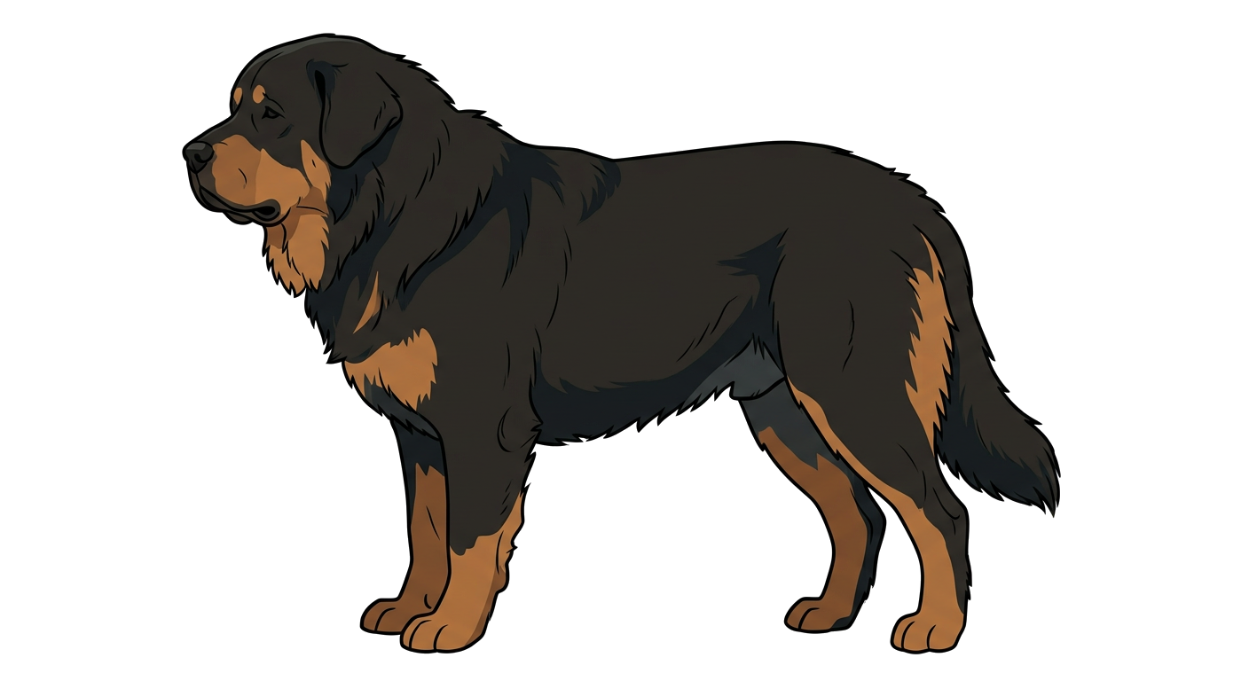 Side profile illustration of a Bakharwal Dog showing the points of the breed standard