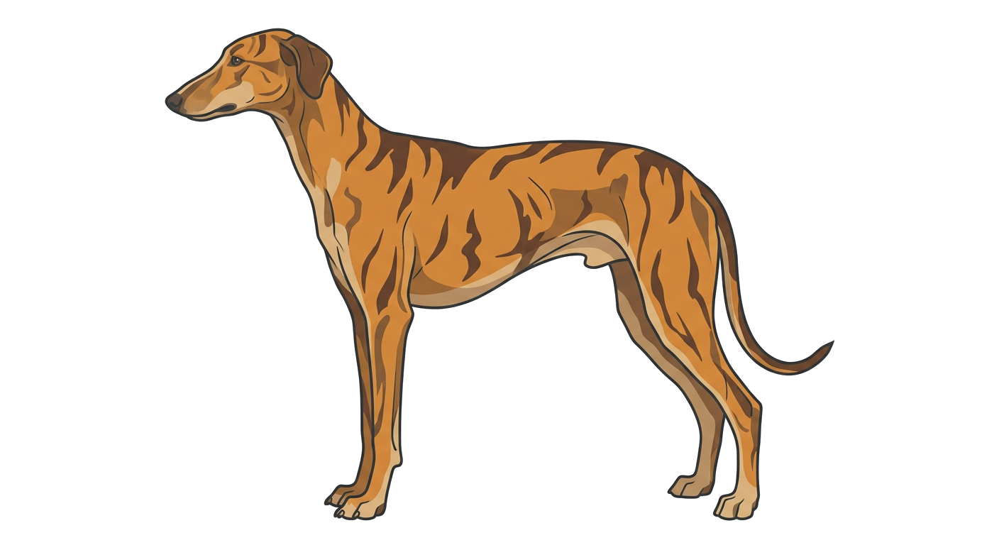 Side profile illustration of a Banjara Hound showing the points of the breed standard
