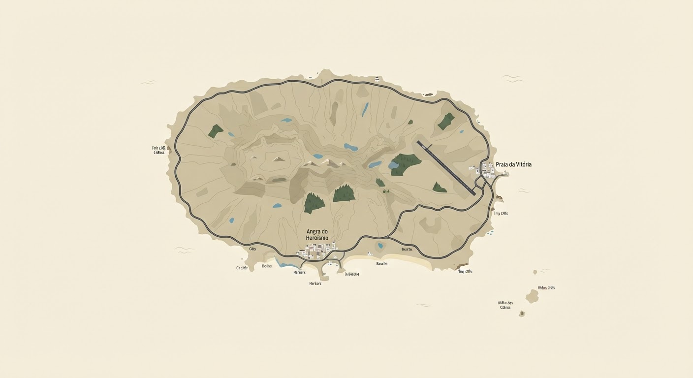Illustrated map showing the origin of the Barbado da Terceira
