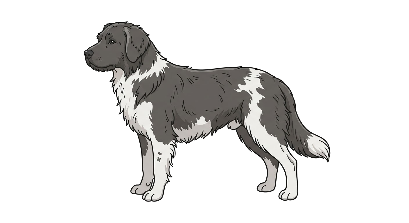 Side profile illustration of a Barbado da Terceira showing the points of the breed standard