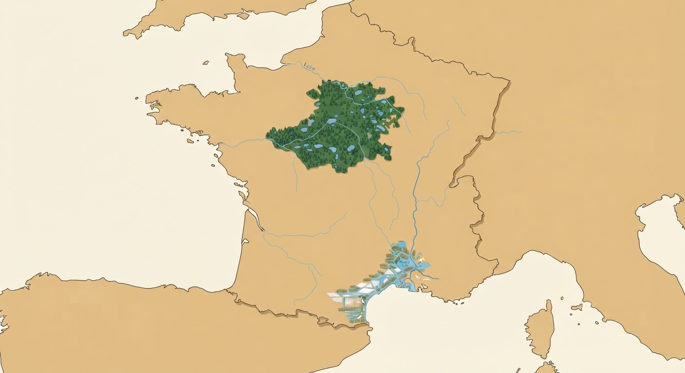 Illustrated map showing the origin of the Barbet