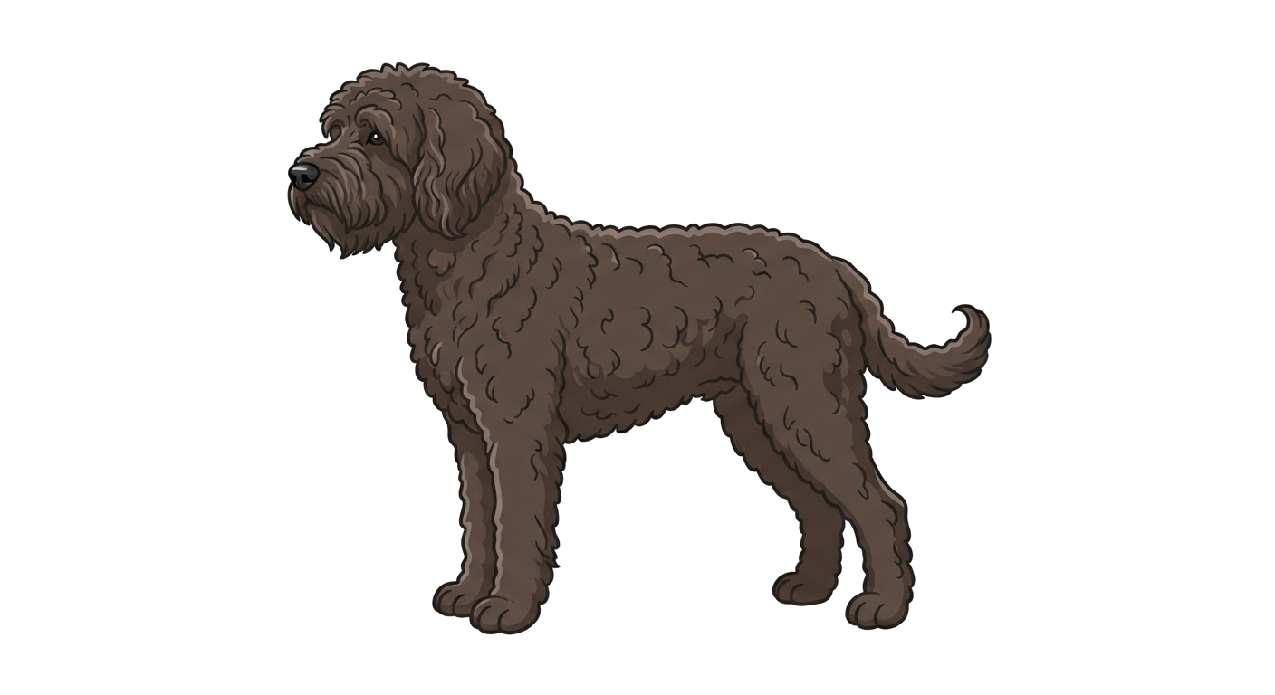 Side profile illustration of a Barbet showing the points of the breed standard