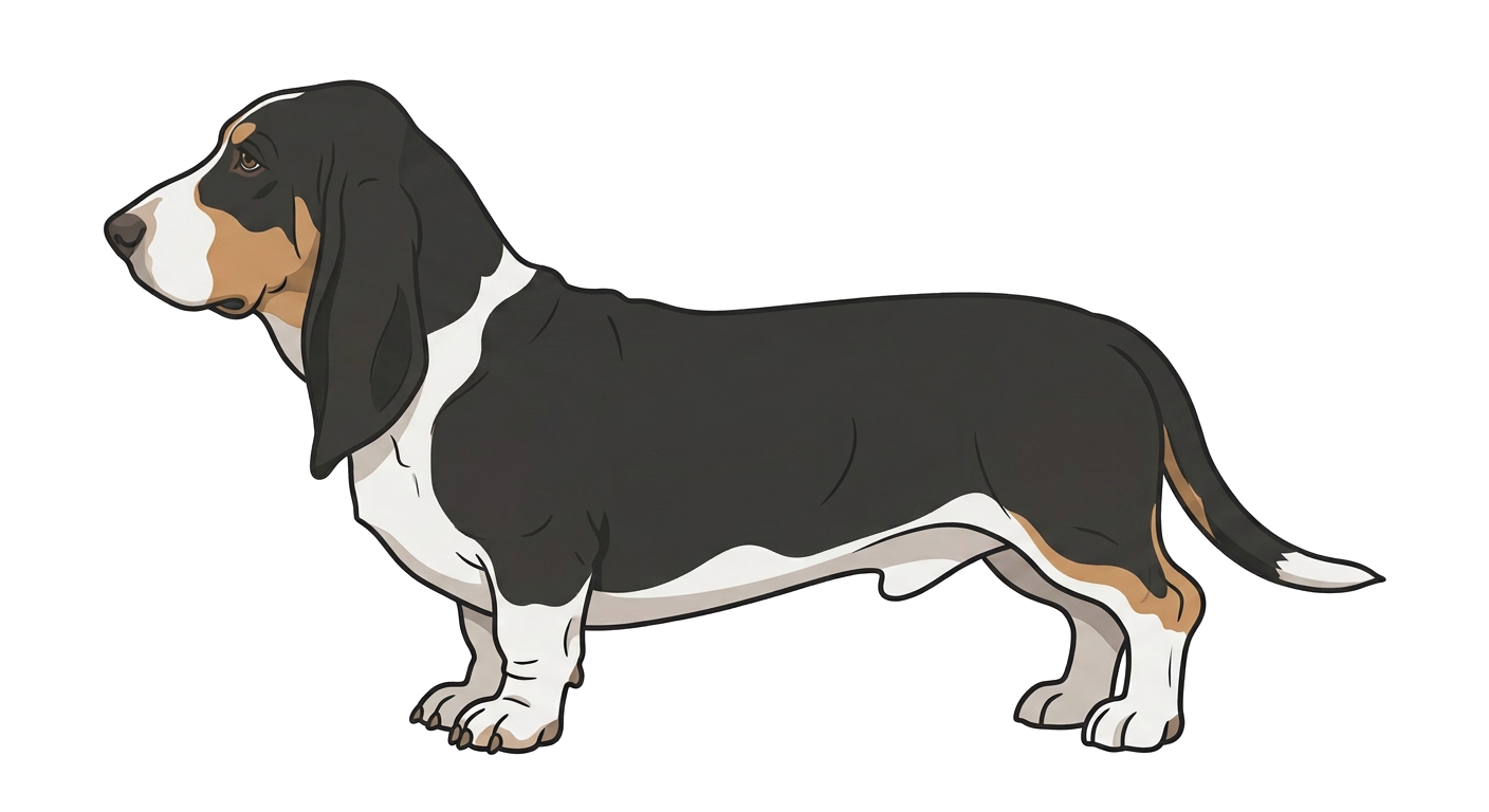 Illustration of a Tricolour with Black Mantle coat