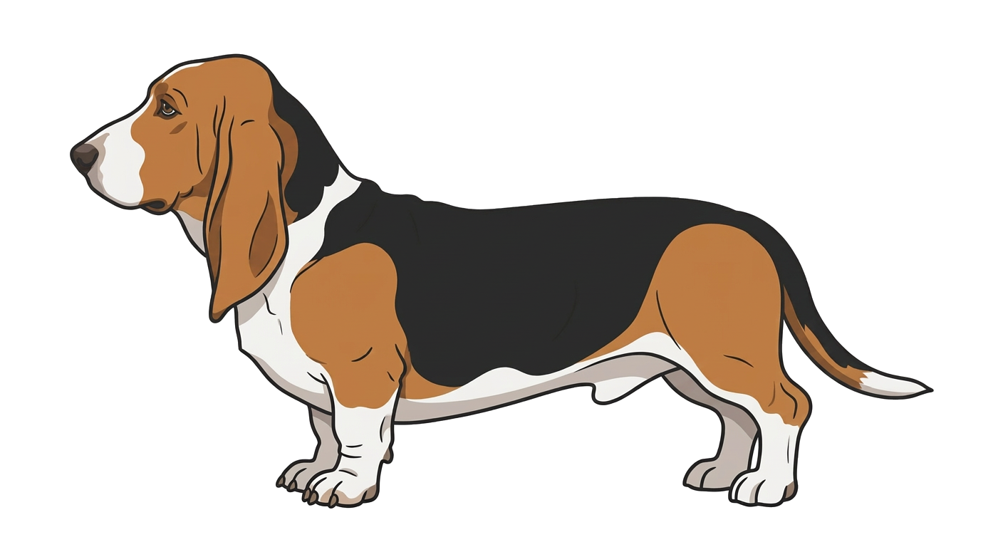 Illustration of a Tricolour (Fawn, Black & White) coat