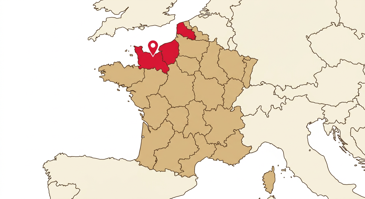 Illustrated map showing the origin of the Basset Artésien Normand