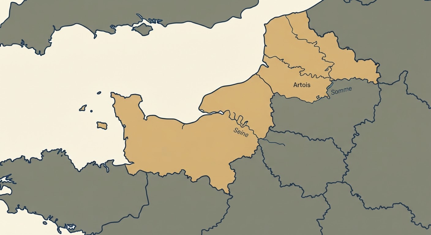 Illustrated map showing the origin of the Basset Hound