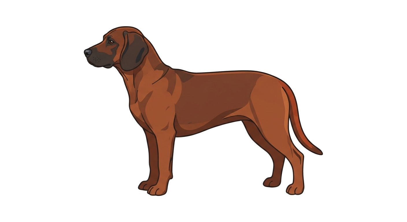 Side profile illustration of a Bavarian Mountain Scent Hound showing the points of the breed standard