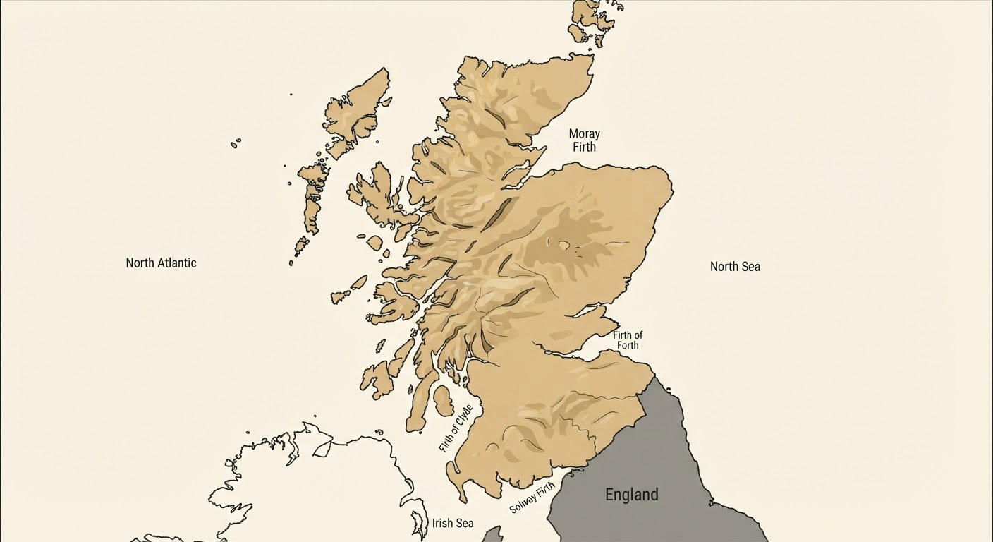 Illustrated map showing the origin of the Bearded Collie