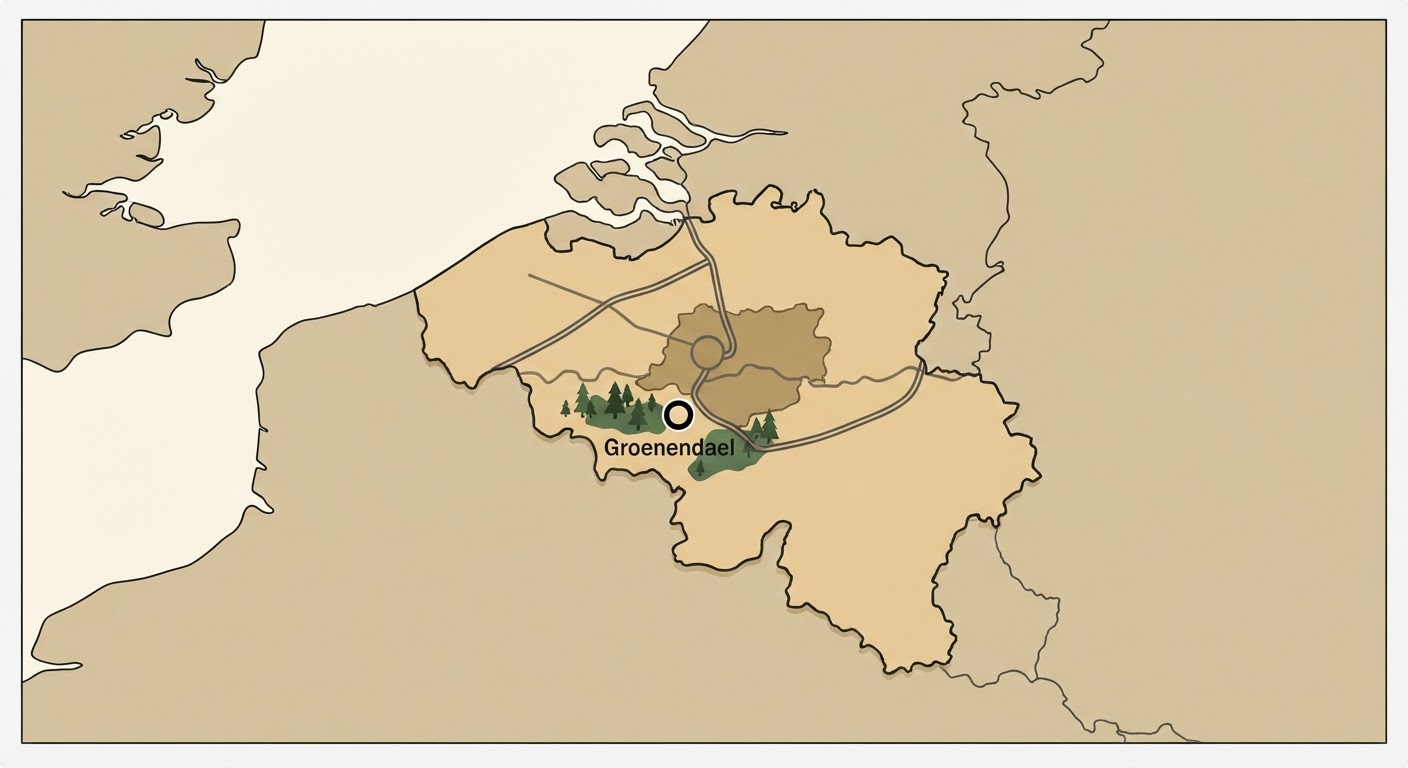 Illustrated map showing the origin of the Belgian Shepherd Dog (Groenendael)