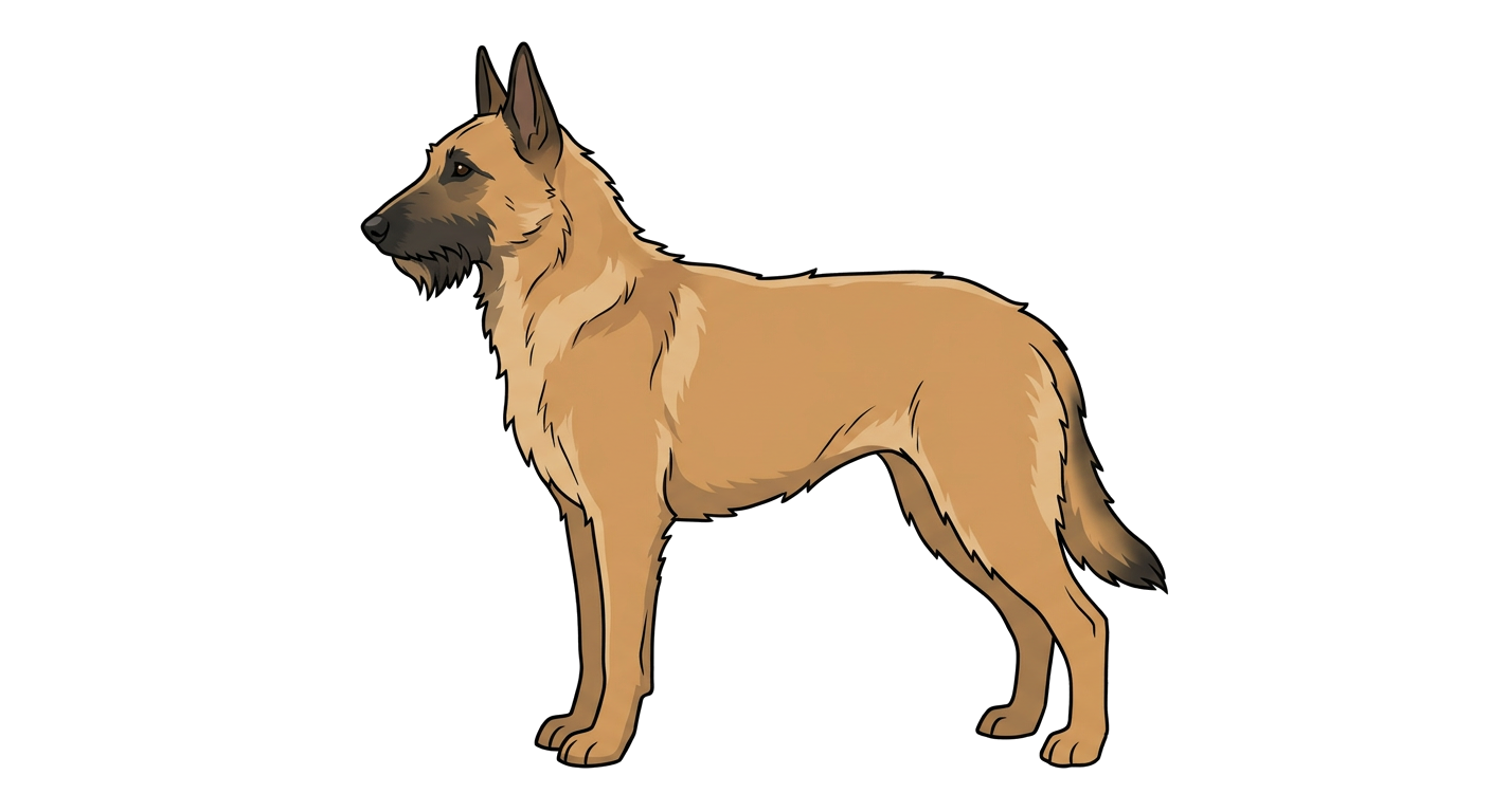 Side profile illustration of a Belgian Shepherd Dog (Laekenois) showing the points of the breed standard