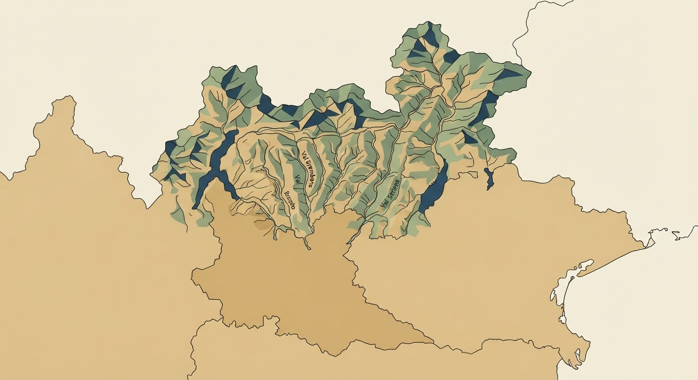 Illustrated map showing the origin of the Bergamasco