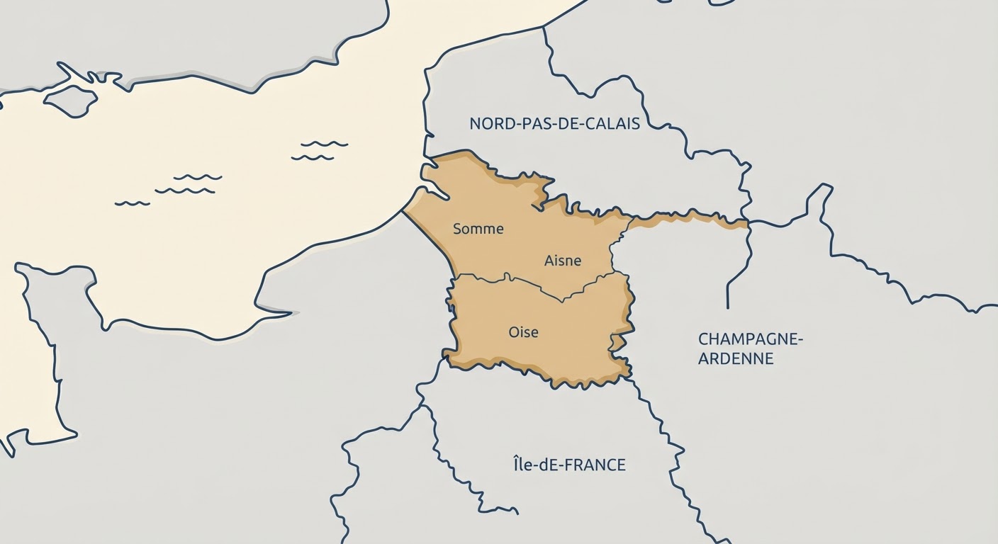 Illustrated map showing the origin of the Berger Picard