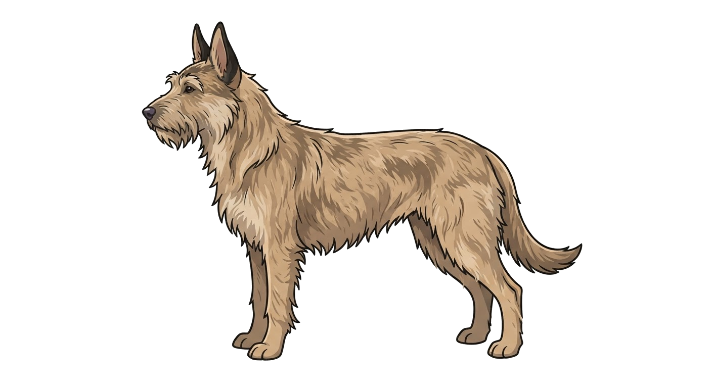 Side profile illustration of a Berger Picard showing the points of the breed standard