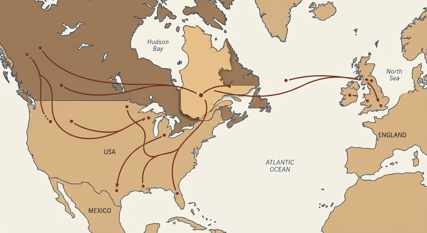 Illustrated map showing the origin of the Bernedoodle