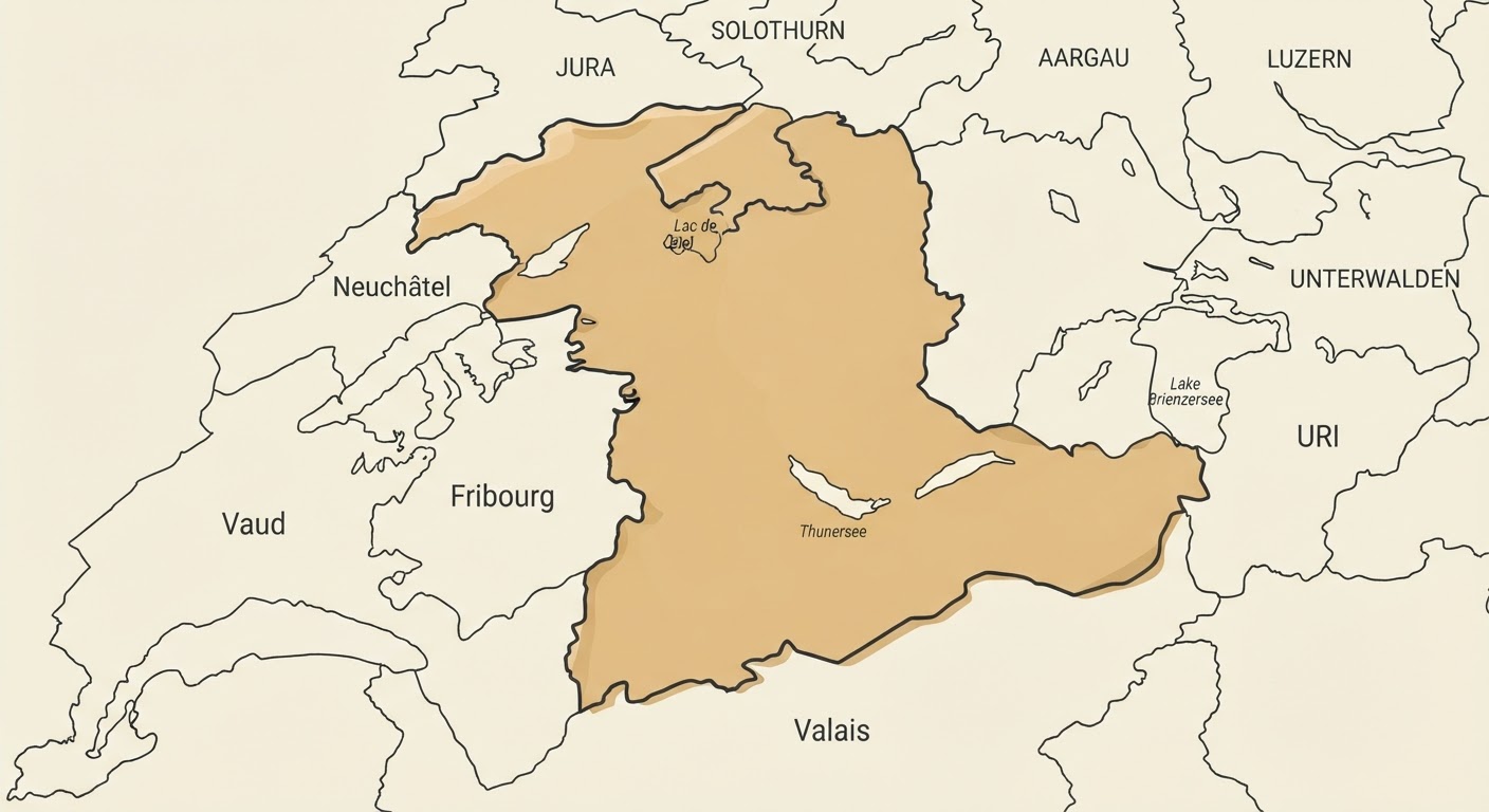 Illustrated map showing the origin of the Bernese Mountain Dog