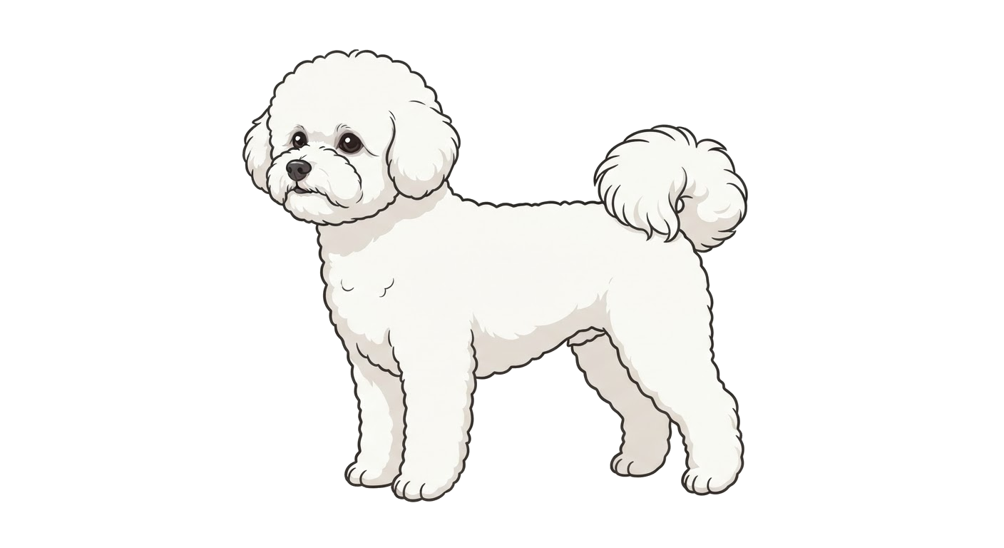 Side profile illustration of a Bichon Frise showing the points of the breed standard