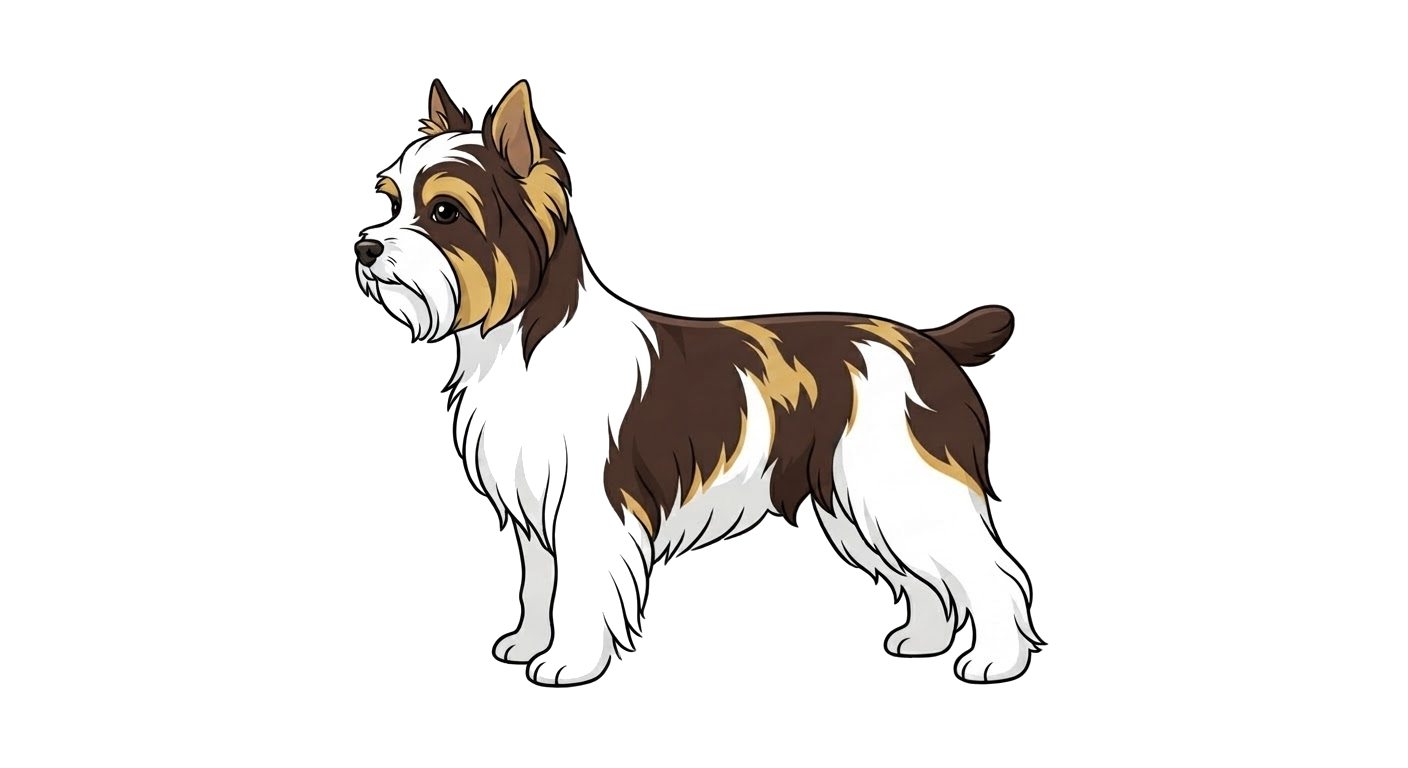 Illustration of a Black, White and Gold Tricolour coat