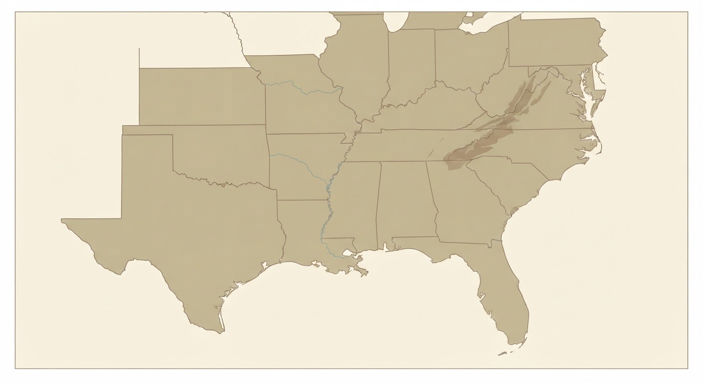 Illustrated map showing the origin of the Black and Tan Coonhound