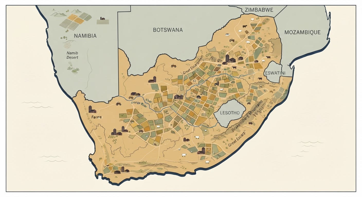 Illustrated map showing the origin of the Boerboel