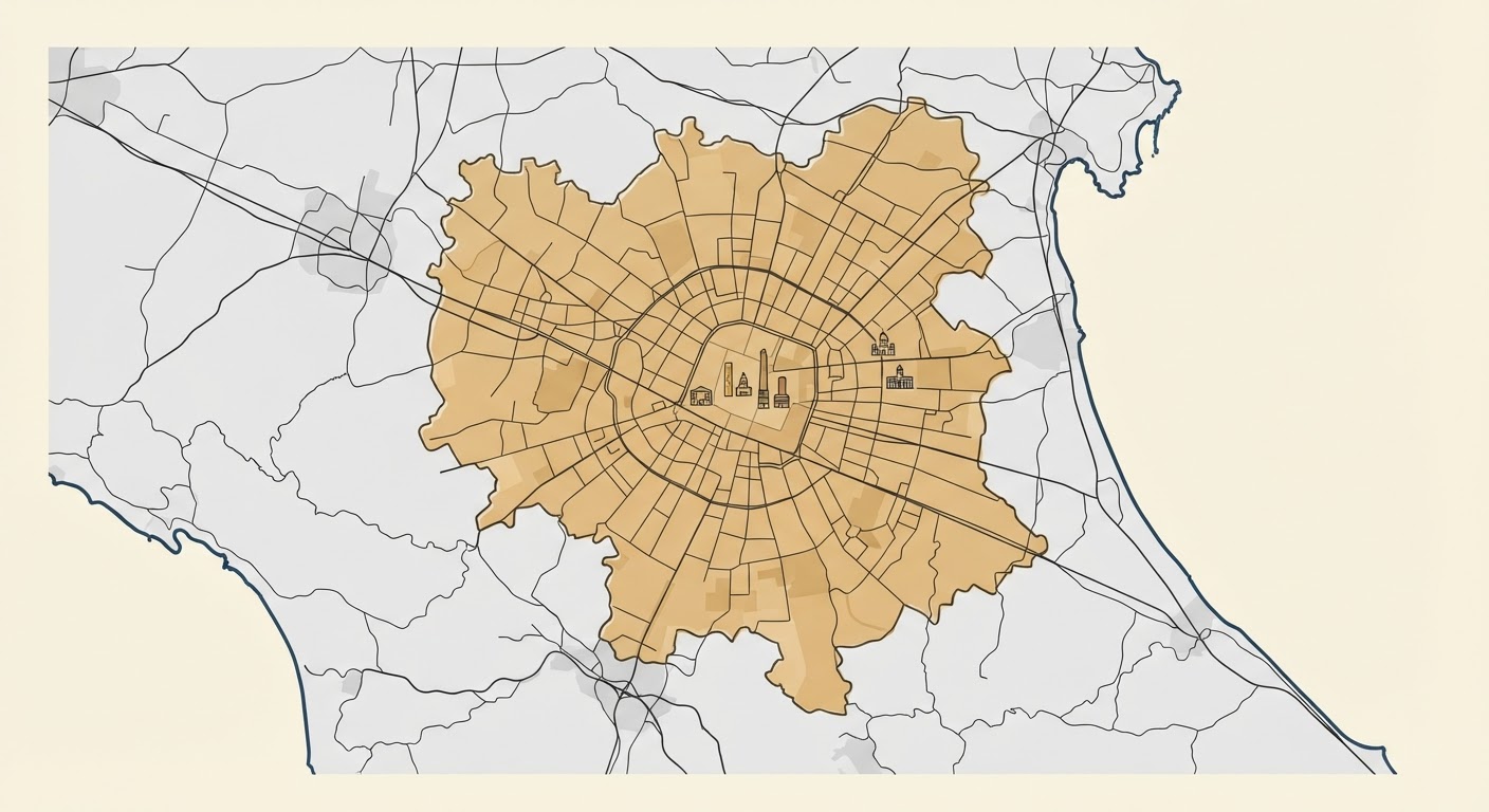 Illustrated map showing the origin of the Bolognese