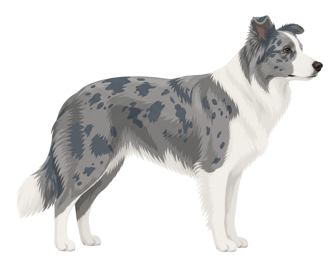 Illustration of a Blue merle coat